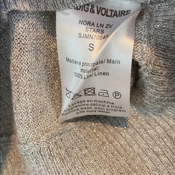 Zadig & Voltaire -Grey Metallic Linen Top – Shimmer Knit Tee - Picture 6 of 10